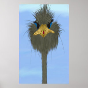 Lustigt Ostrich George och Cute Ladybug Poster