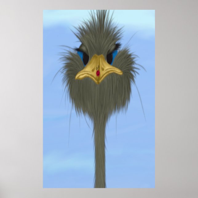 Lustigt Ostrich George och Cute Ladybug Poster (Framsidan)