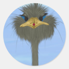 Lustigt Ostrich George och Cute Ladybug Runt Klistermärke