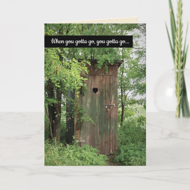 Lustigt Outhouse när du måste gå Pension Kort (Framsida)