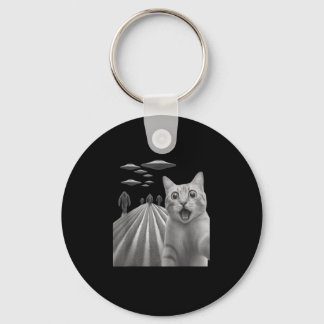 Lustigt överraskad Skrämt kattselfie med Bigfoot o Nyckelring