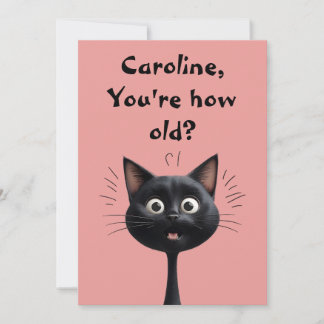 Lustigt överraskad svart katt Hur gammal rosa?