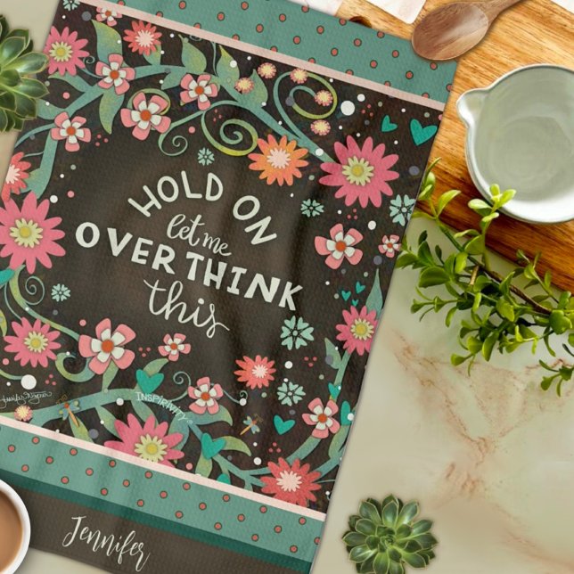 Lustigt övertänka Blommigten Dragonfly Brown Namn Kökshandduk (Skapare uppladdad)