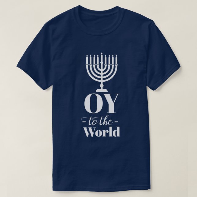 Lustigt OY TILL VÄRLDEN Hanukkah T Shirt (Design framsida)