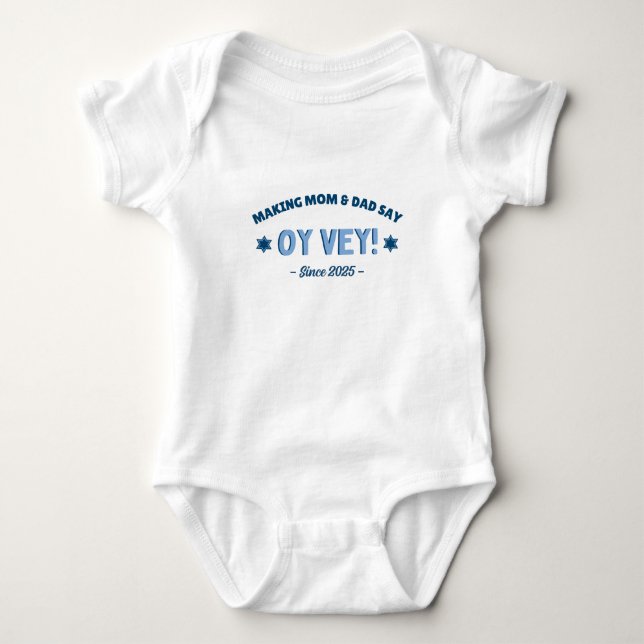 Lustigt "Oy Vey" Cute Blue Jewish T Shirt (Framsida)