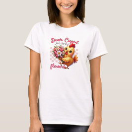 Lustigt på Alla hjärtans dag Cute Chick med blommo T Shirt