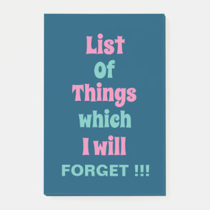 Lustigt påminnelse för glömska. Glöm inte Post-it Block