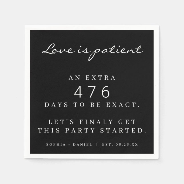 Lustigt Pandemiskt Bröllop efter uppskjutet Kärlek Pappersservett (Framsidan)