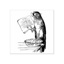 Lustigt papegoja med läsglas och parsnitp paj