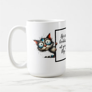 Lustigt pappa-gåva med lustig och kattfull katt kaffemugg