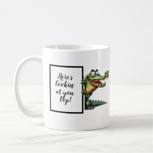 Lustigt pappa-gåva med lustig och kvirky-alligator kaffemugg