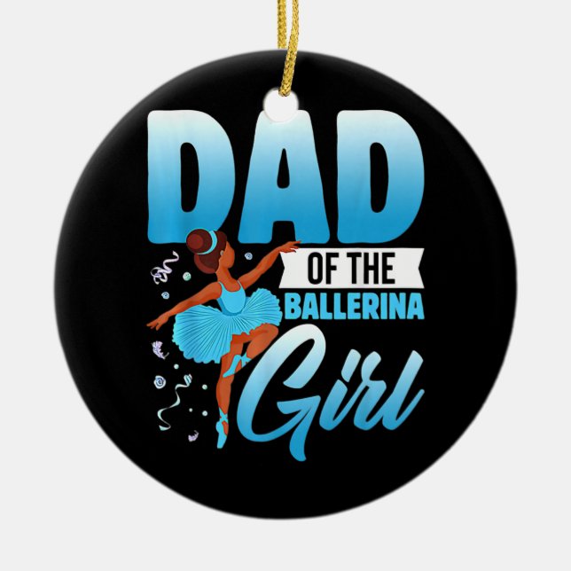 Lustigt Pappa i Ballerina Girl Ballet Dancers Julgransprydnad Keramik (Framsidan)