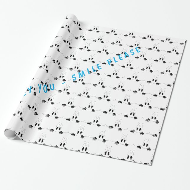 Lustigt Papper med Curiosity Ögon - Smile Presentpapper (Utrullad)