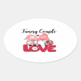 Lustigt par för söt Alla hjärtans dag 2024 Ovalt Klistermärke