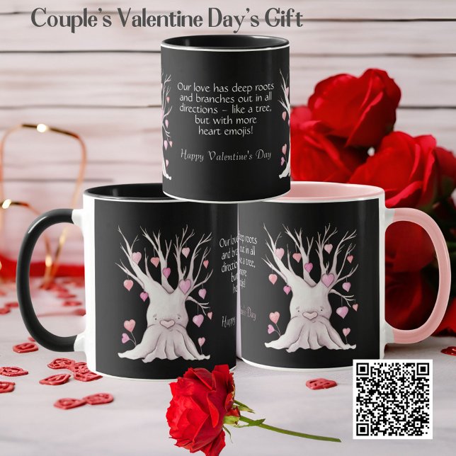 Lustigt par matchande Rosa Heart Träd Valentineser Mugg (Skapare uppladdad)