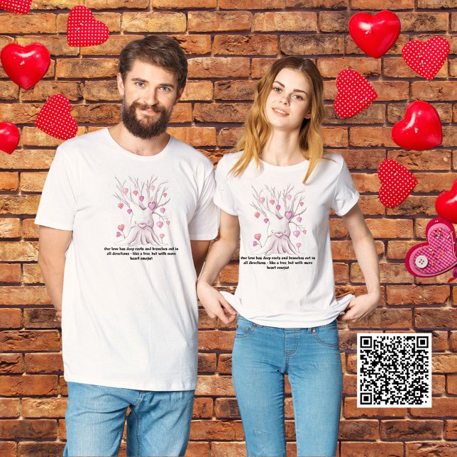 Lustigt par matchande Rosa Heart Träd Valentineser T Shirt (Skapare uppladdad)