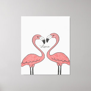 Lustigt par Rosa Flamingo Birds Flamingo Älskare Canvastryck