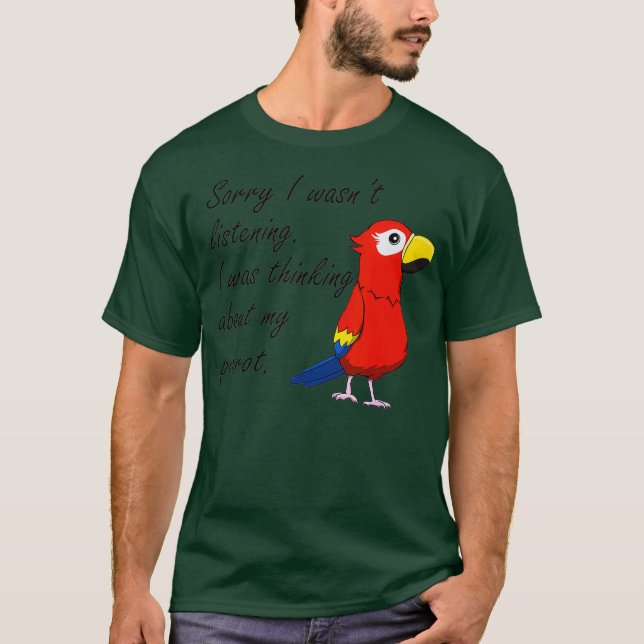 Lustigt Parrot tänker på Bird T Shirt (Framsida)