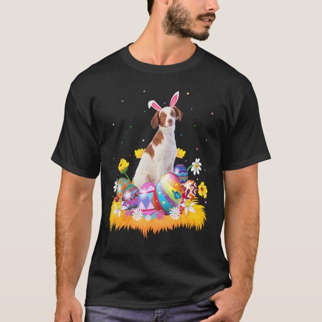 Lustigt Påskägg Brittany Spain Hund Påsk Sol T Shirt (Framsida)