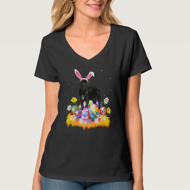 Lustigt Påskägg Käpp Corso Hund Söndag T Shirt (Framsida)