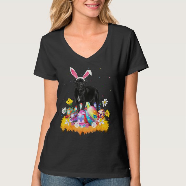 Lustigt Påskägg Käpp Corso Hund Söndag T Shirt (Framsida)