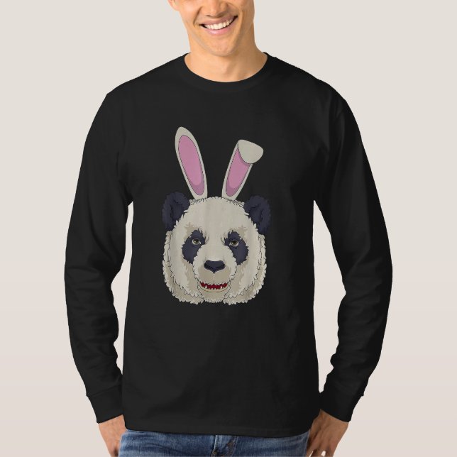 Lustigt Påskhare Panda Bear Cute Rabbit Öron T Shirt (Framsida)