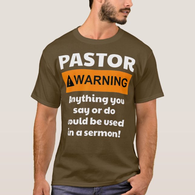 Lustigt    PastorWarning... T Shirt (Framsida)