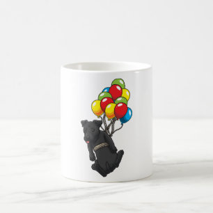 Lustigt Patterdale Terrier-Hund med ballonger Kaffemugg