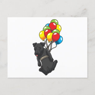 Lustigt Patterdale Terrier-Hund med ballonger Vykort
