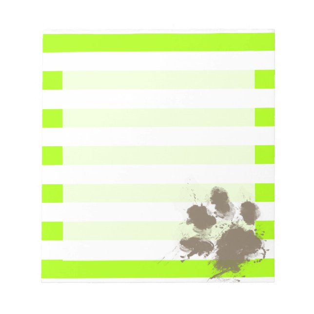 Lustigt pawprint on Electric Lime Green Rand Anteckningsblock (Framsida)