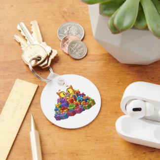 Lustigt Peeking Cat Gömmande i en pil av födelseda Nyckelring