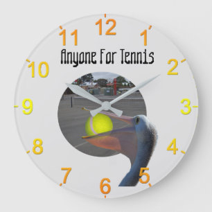 Lustigt Pelican Tennis Player, Wall Clock Stor Klocka