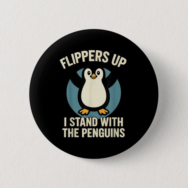 Lustigt Penguin-flipparna uppe står jag med Pengui Knapp (Framsida)