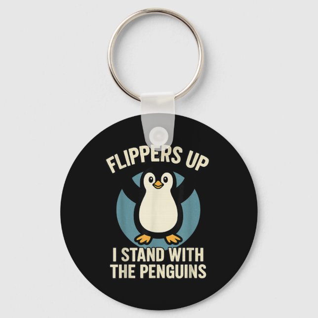 Lustigt Penguin-flipparna uppe står jag med Pengui Nyckelring (Framsida)