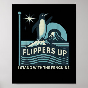 Lustigt Penguin-flipparna uppe står jag med Pengui Poster