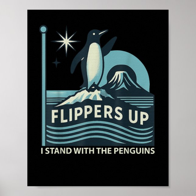 Lustigt Penguin-flipparna uppe står jag med Pengui Poster (Framsidan)