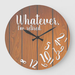 Lustigt Pension I är Retrött Rustic Wood Stor Klocka