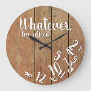 Lustigt Pension I är Retrött Rustic Wood Stor Klocka