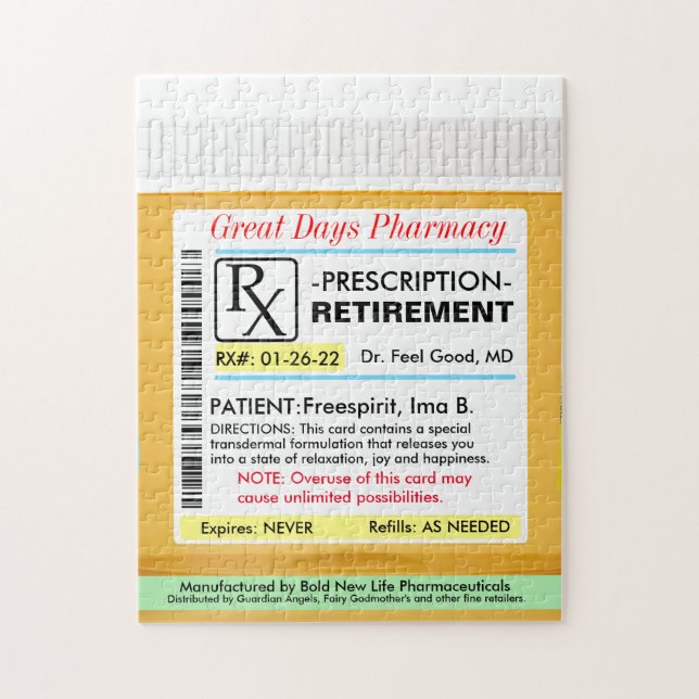 Lustigt Pension-recept RX Pussel (Vertikal)
