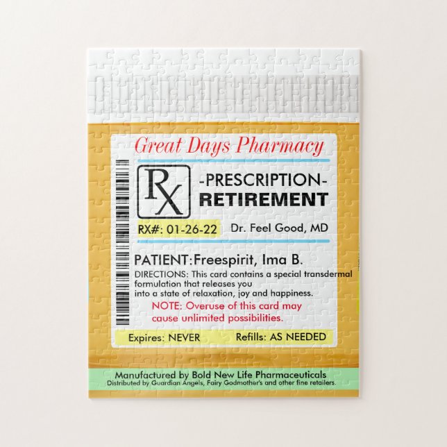 Lustigt Pension-recept RX Pussel (Vertikal)