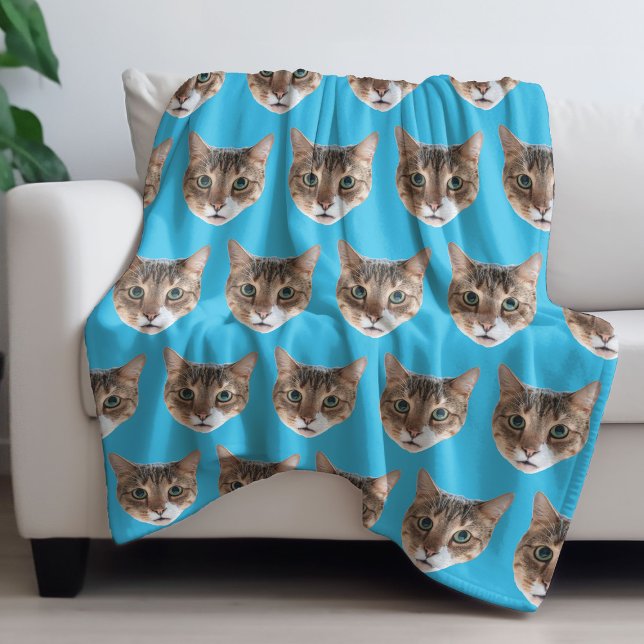 Lustigt Personlig Cat Ansikte Fleece Blanket (Funny Personalized Cat Face Fleece Blanket
)