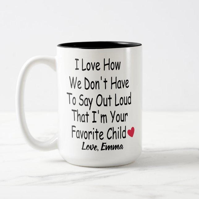 Lustigt Personlig från Barn till mamma eller pappa Två-Tonad Mugg (Vänster)