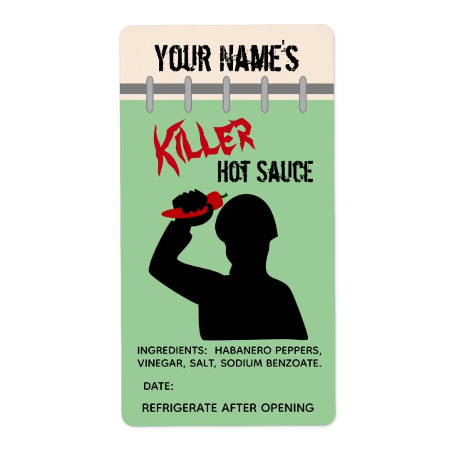 Lustigt Personlig Hett Sauce Labels Shower Killer Fraktsedel (Framsidan)