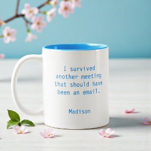 Lustigt Personlig jag Överlevt Office Meeting Två-Tonad Mugg