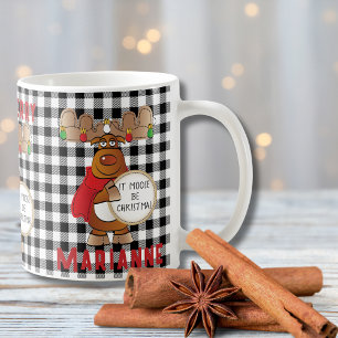Lustigt Personlig Moose Gör Merry Black Red Kaffemugg