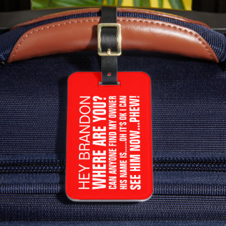 Lustigt Personlig Namn, var är du? Bagagebricka