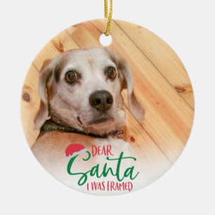 Lustigt Pet Photo Santa I var ramad Julgransprydnad Keramik