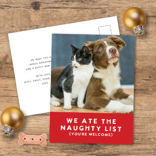 Lustigt Pet Vi har tagit Naughty List Red jul Helg Vykort