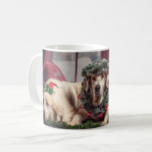 Lustigt Photo Hundar i julklare och huvuddukar Kaffemugg