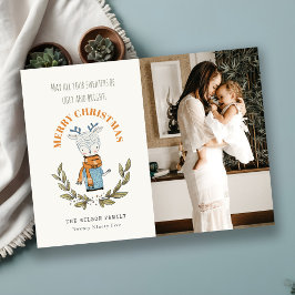 Lustigt Photo Ugly Sweater Leafy Reindeer Jul Julkort